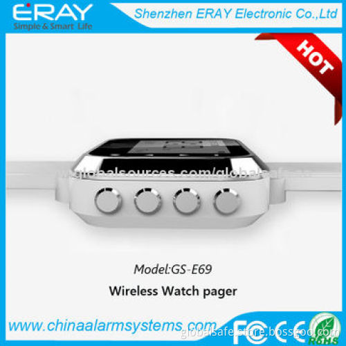 Wireless wrist watch pager for restaurant service calling